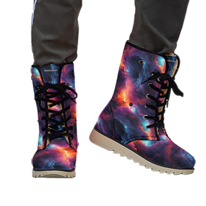 12 Galaxy, Outer Space Designs, Women’s Plush Velvet Lined Boots