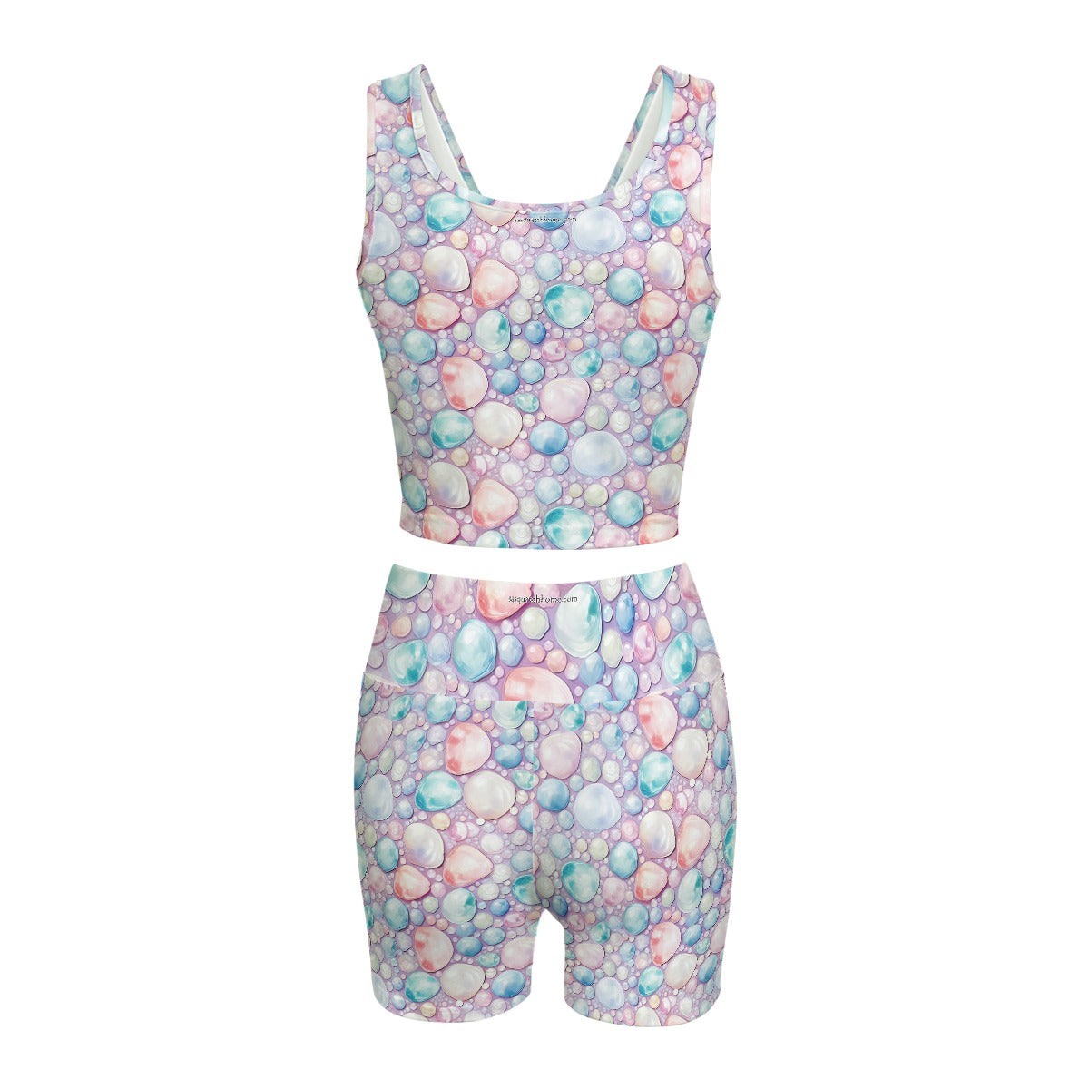 Baby Dragon on Colored Stones, Women’s 2 Piece Yoga Short Set