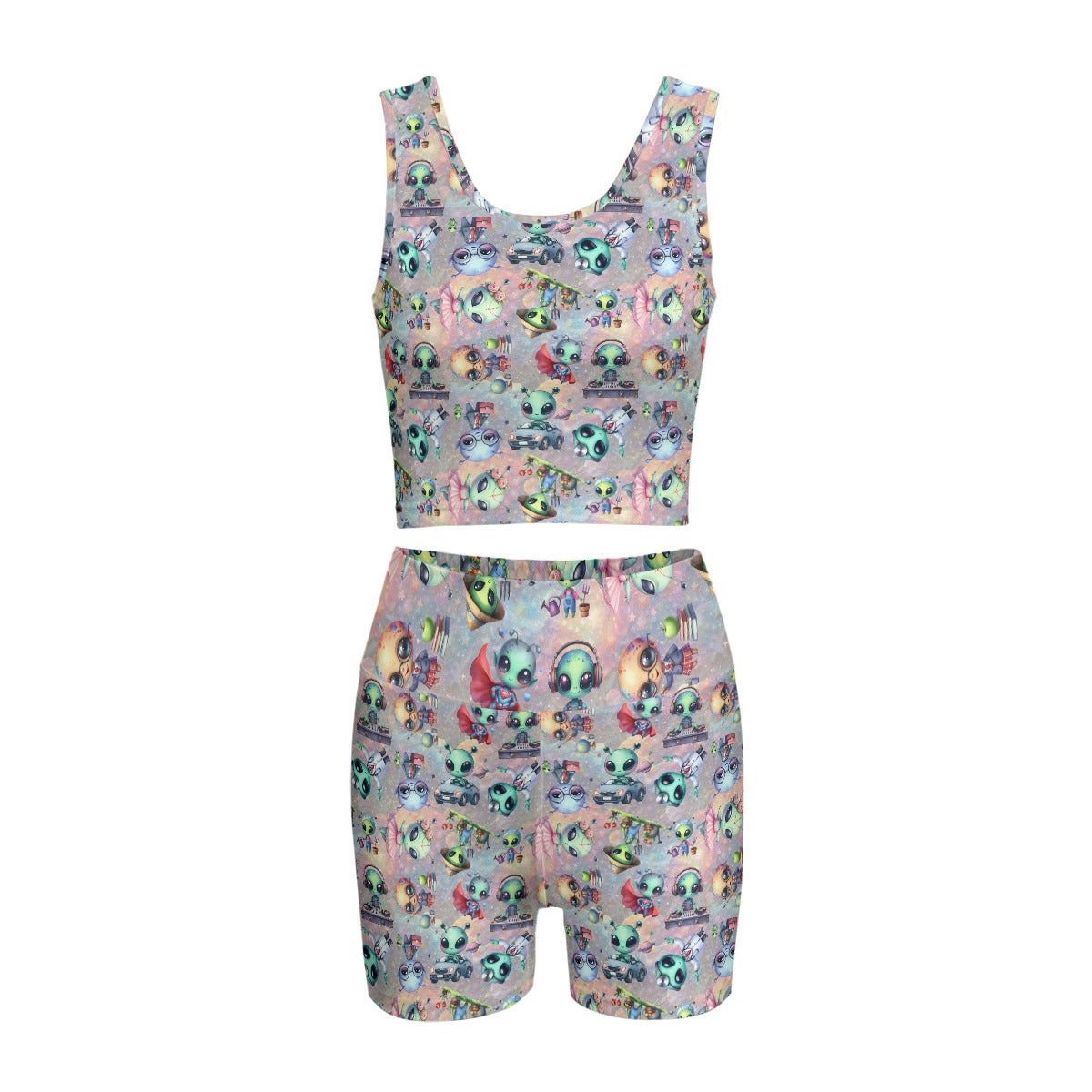 6 Alien Designs, Women’s 2 Piece Yoga Short Set