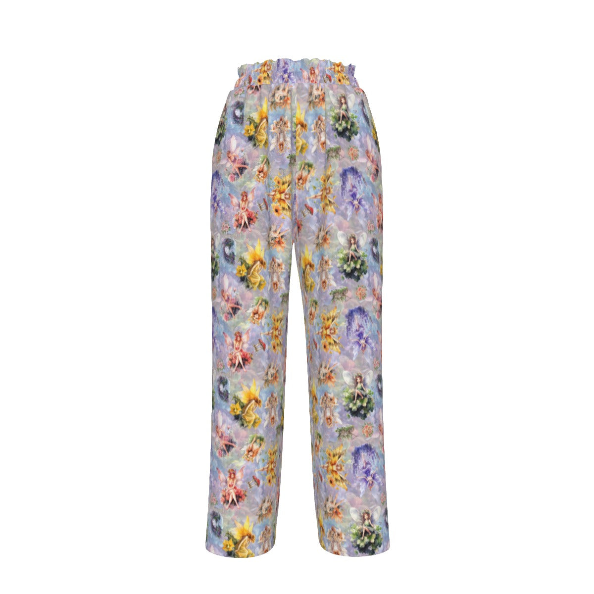 6 Fairy Designs, Women’s Faux Silk Wide-Leg Pants