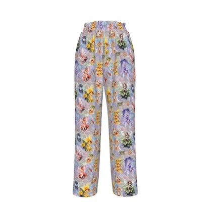 6 Fairy Designs, Women’s Faux Silk Wide-Leg Pants