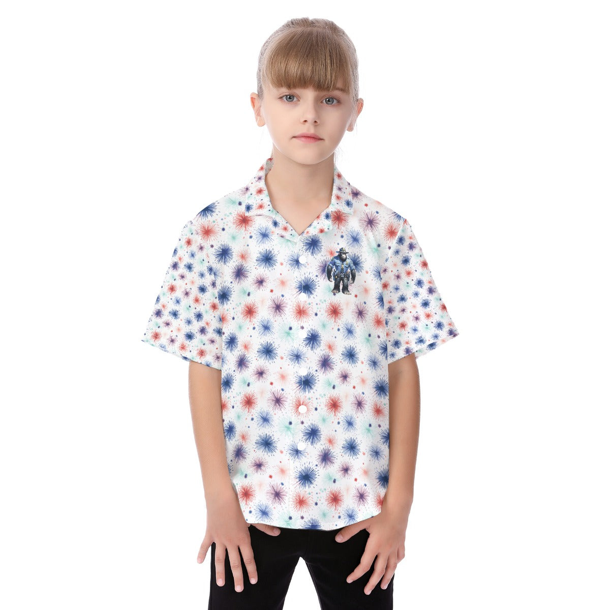 "Bigfoot Always Backs The Blue",  Kid's Hawaiian Vacation Shirt