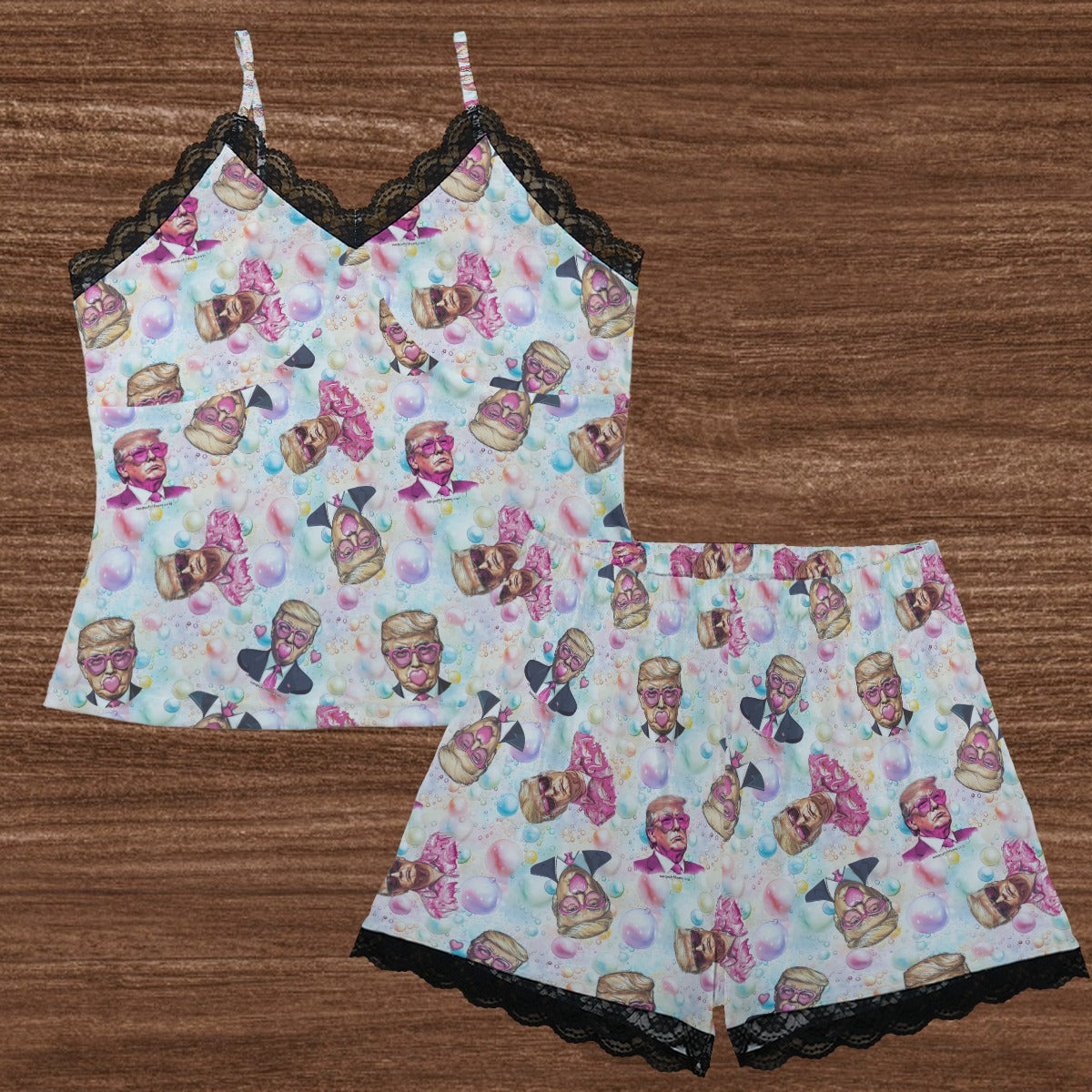 Donald Trump Themed Womens 2 piece Lacy Pajamas / lingerie