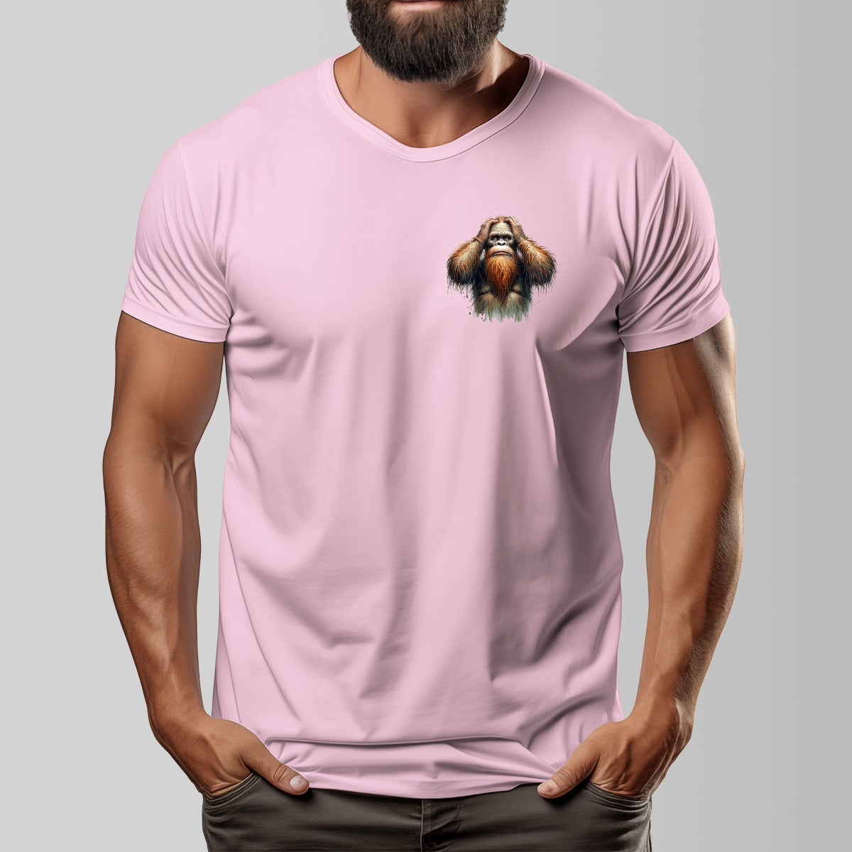 Bigfoot, Sasquatch "What The F_ck" Cotton O-neck Short Sleeve T-shirt - 2 sided