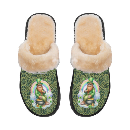 Bigfoot / Sasquatch St Patrick, Women’s Plush, Fluffy Slippers