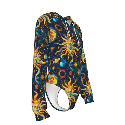 Suns & Moons, Women's Raglan Sleeve Hooded Bodysuit