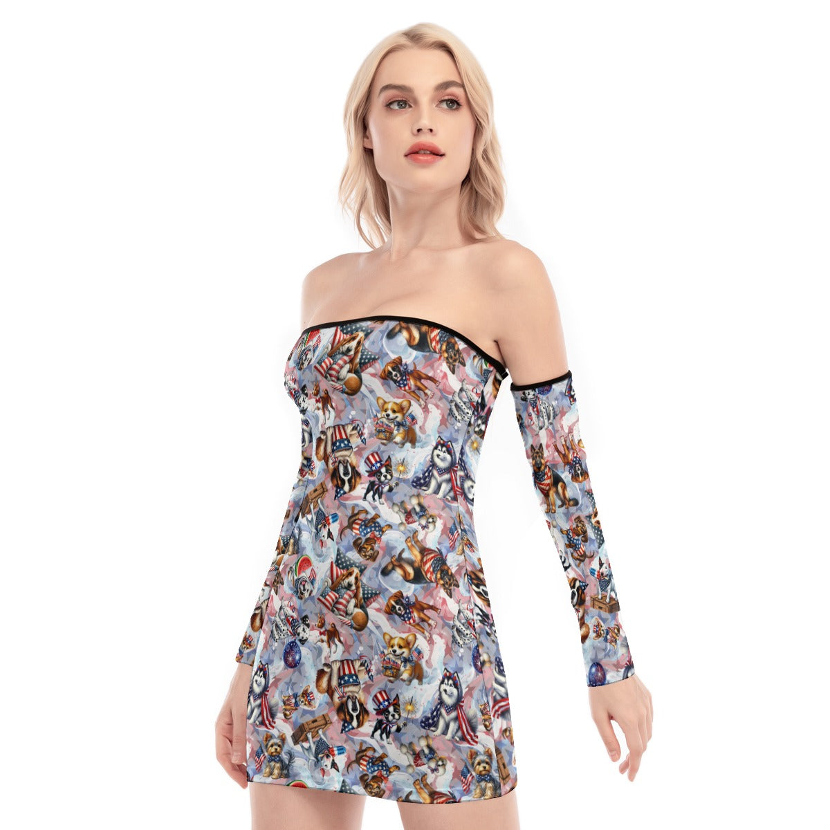 8 Patriot Designs, Women's Off-shoulder Back Lace-up Dress