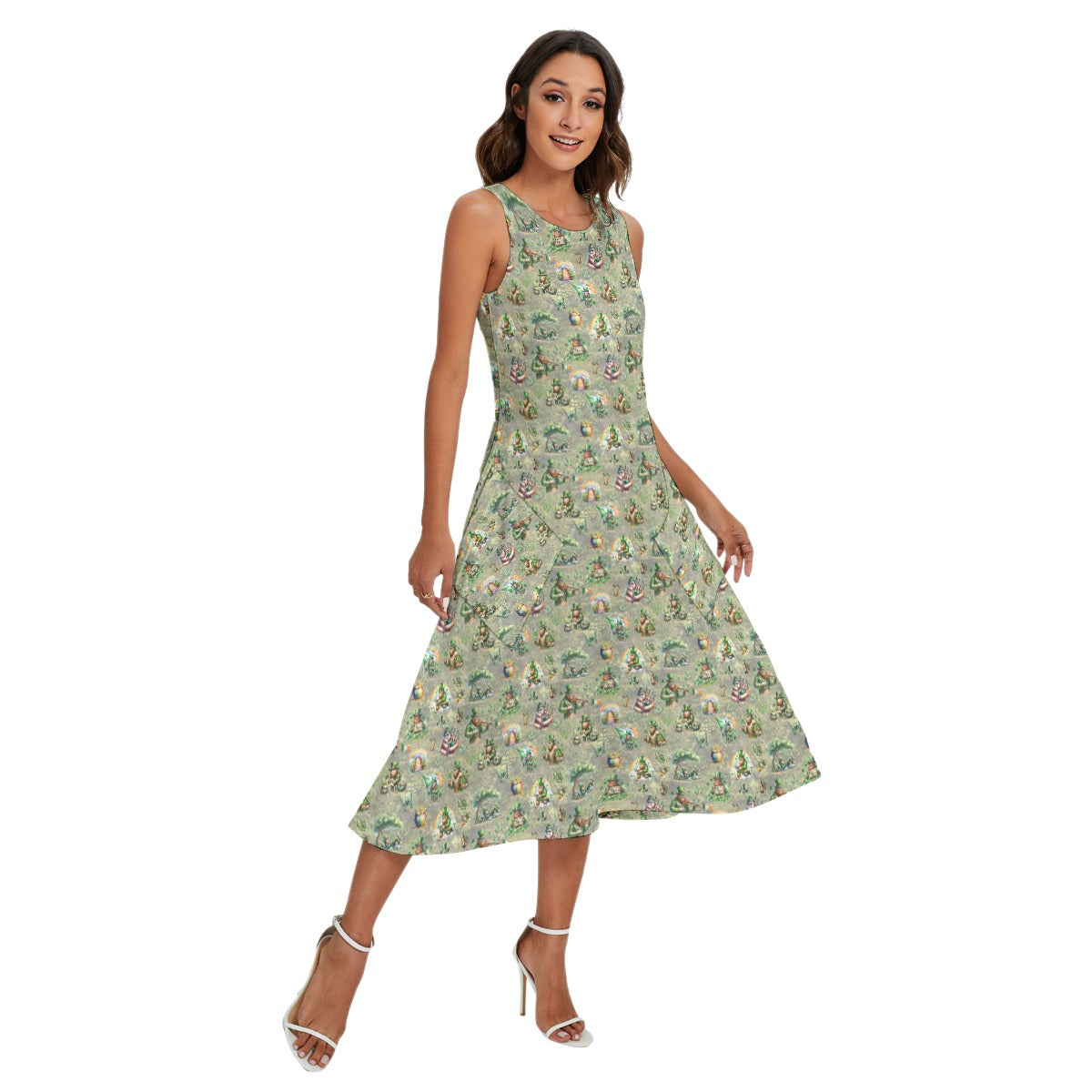 10 Bigfoot / Sasquatch Designs, Women’s Sleeveless Dress With Diagonal Pockets