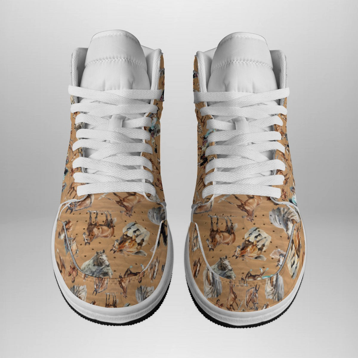 Horses Design, Men's high top, lace-up, leather shoes