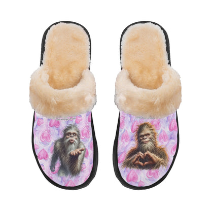 Bigfoot / Sasquatch LOVE, Women’s Plush, Fluffy Slippers