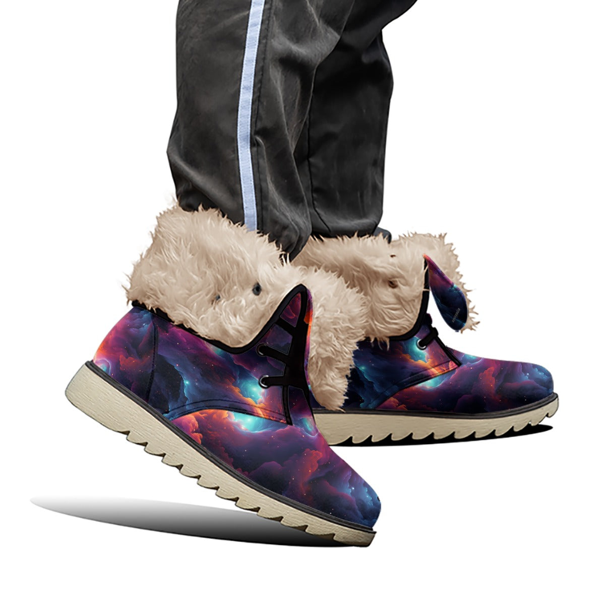 12 Galaxy, Outer Space Designs, Women’s Plush Velvet Lined Boots
