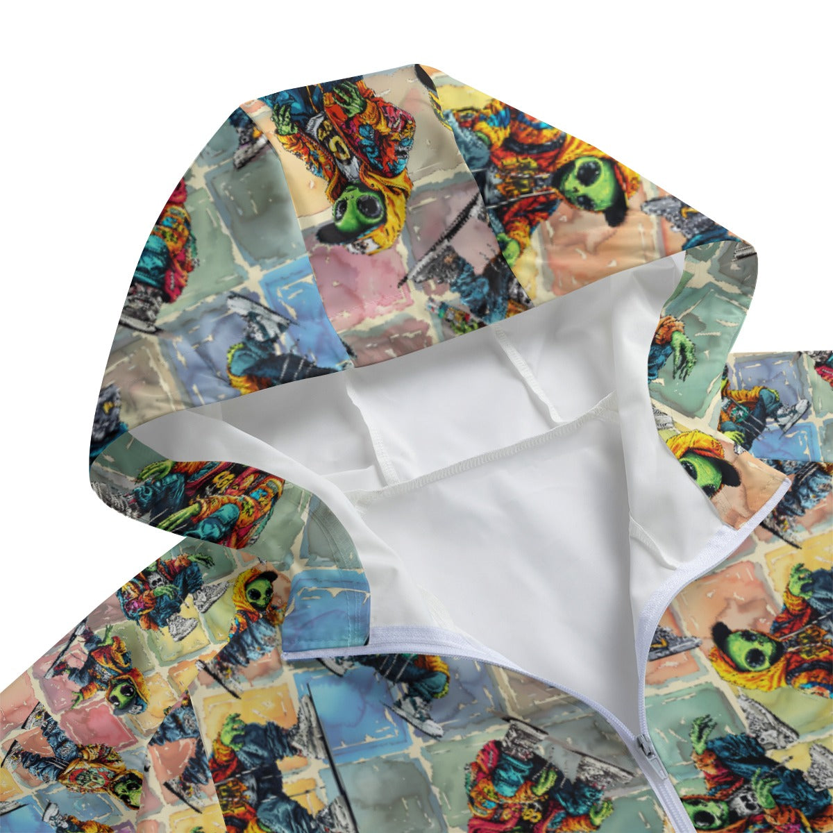 6 Alien Designs, Adult Windbreaker Long Jacket