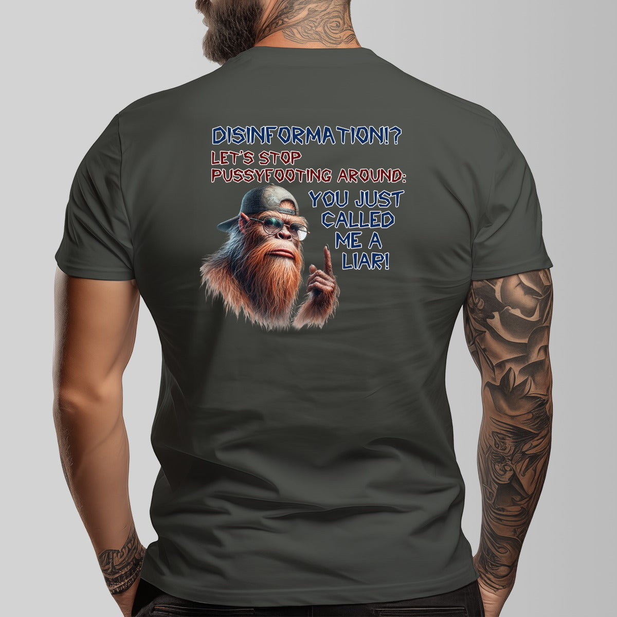 Bigfoot, Sasquatch "Disinformation" Cotton Short Sleeve Double Sided T-shirt