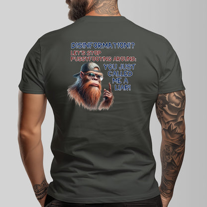 Bigfoot, Sasquatch "Disinformation" Cotton Short Sleeve Double Sided T-shirt