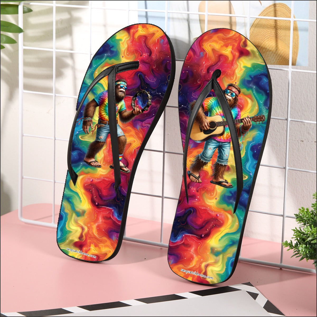 Hippie Bigfoot / Sasquatch, Men’s Flip Flops, Summer Shoes