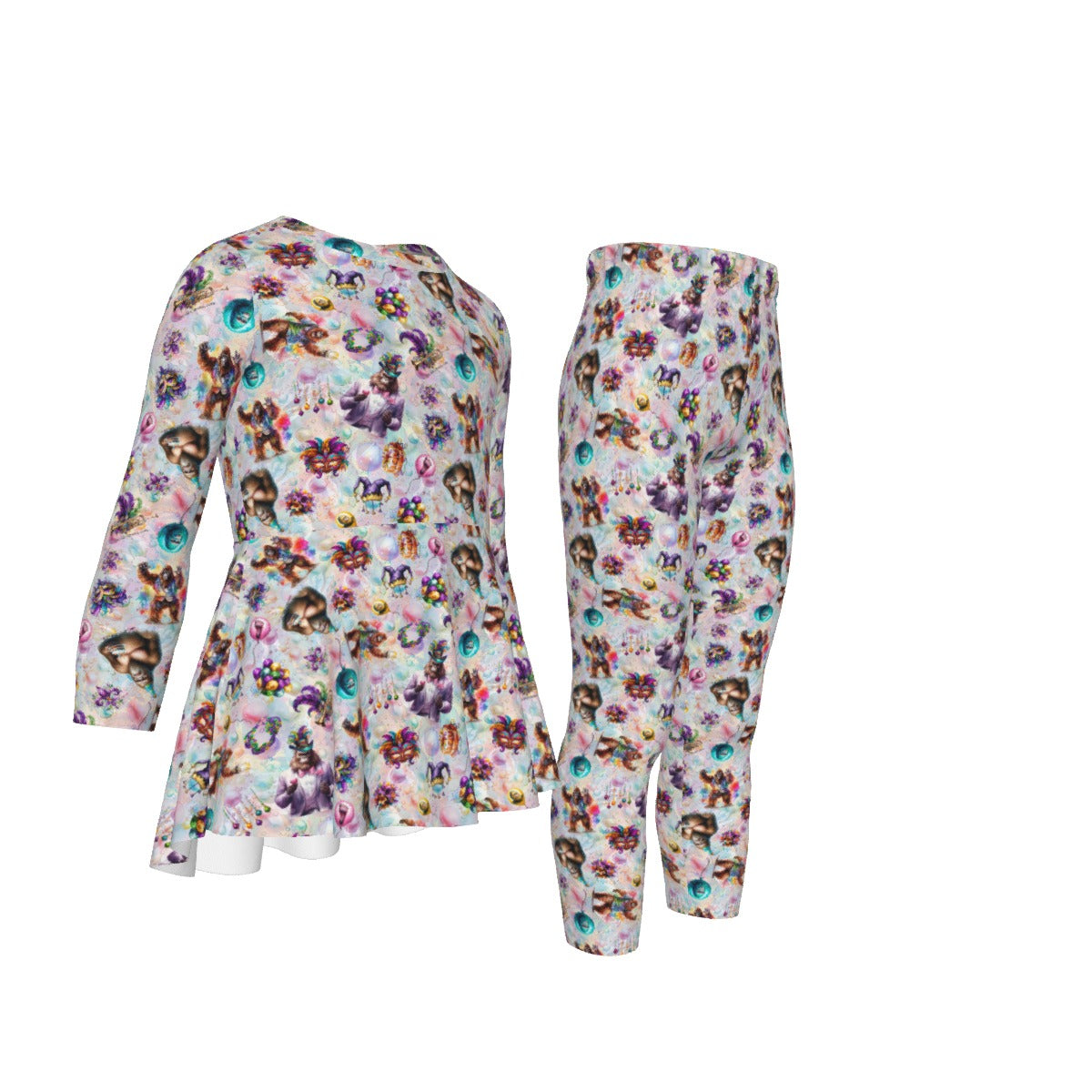 20 Sasquatch Designs, Girls 2 Piece Casual Suit, Outfit with Ruffle Shirt