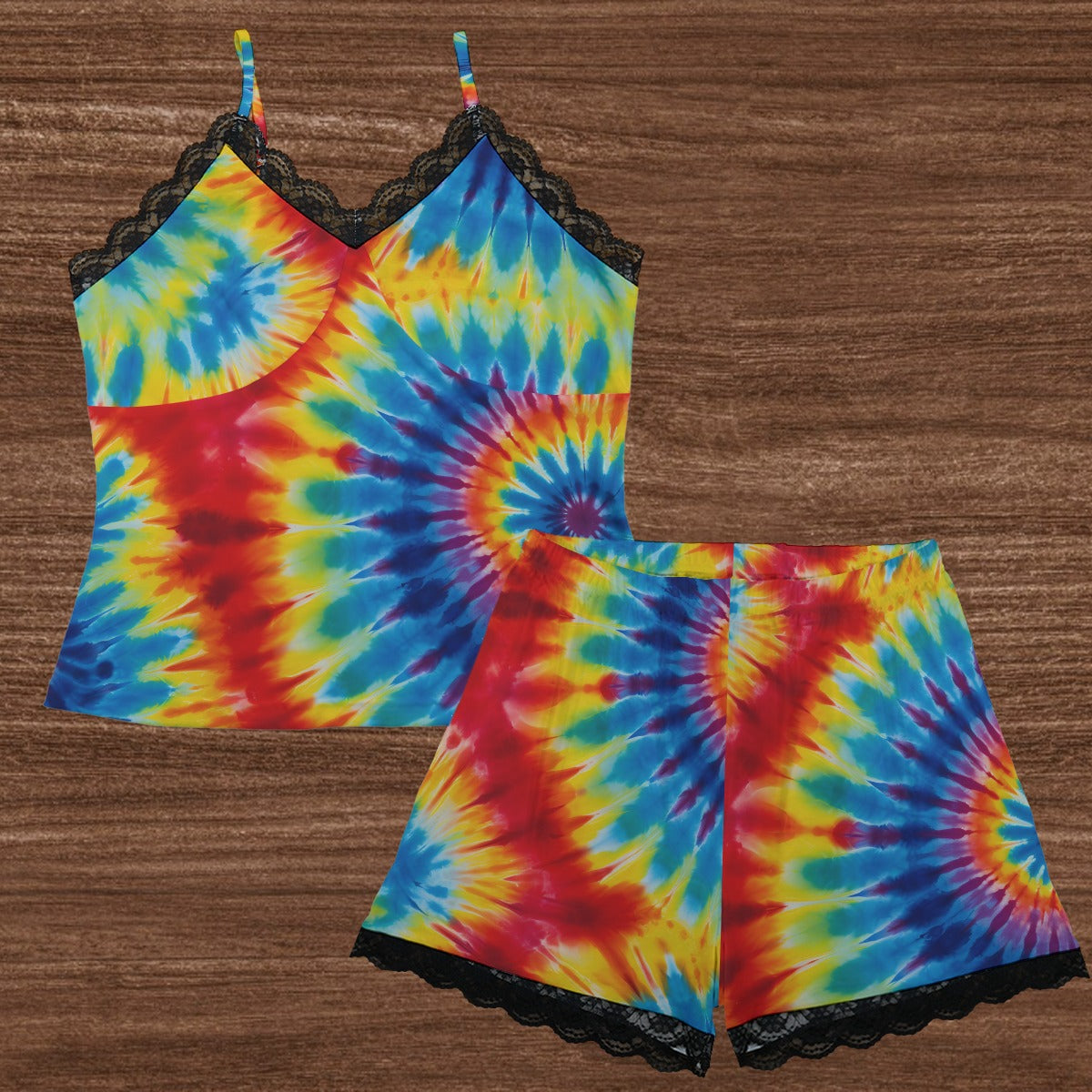 Squatchy Sized Tie Dye Ladys Womens 2 piece Lacy Pajamas / lingerie
