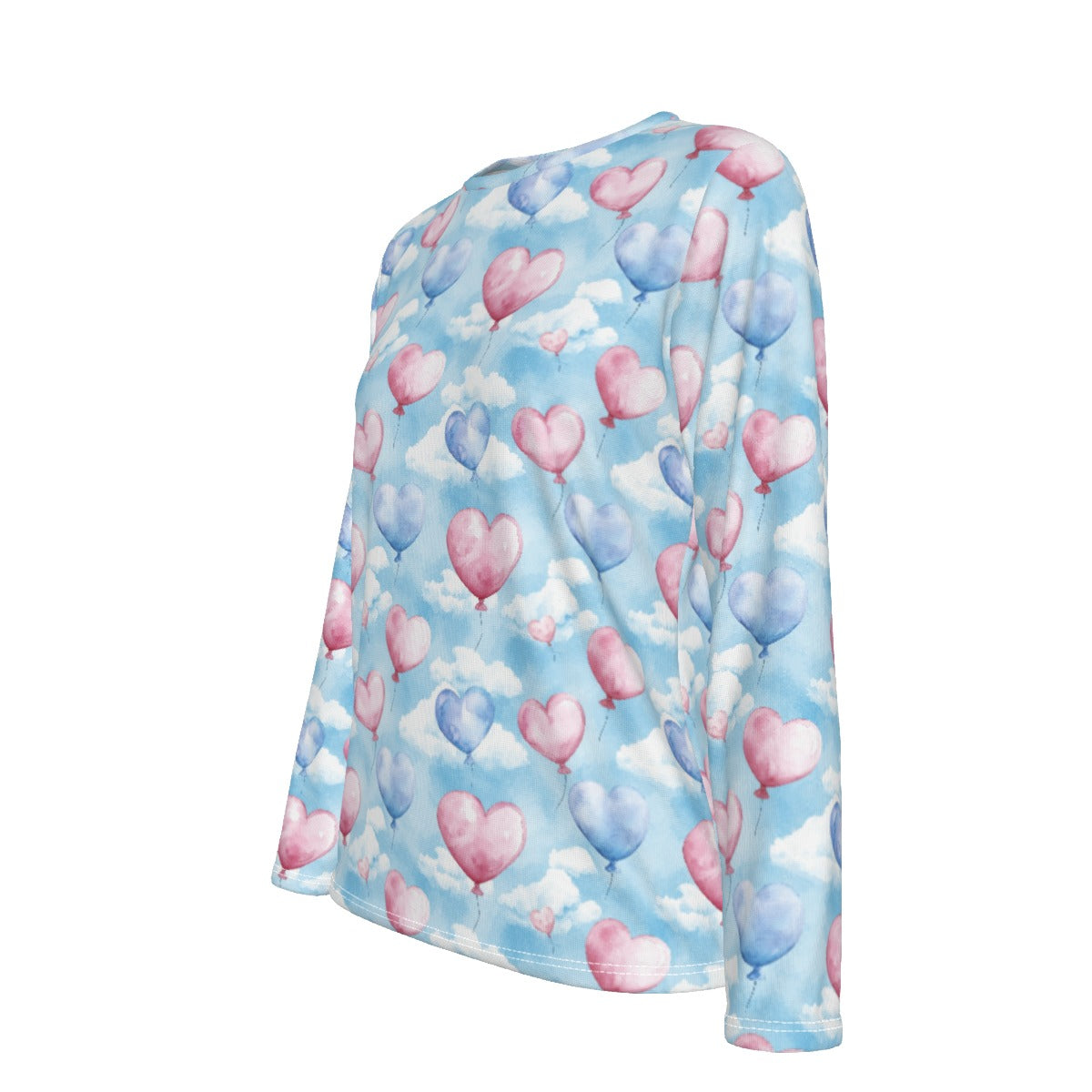 Heart Balloons & Clouds, Women’s Oversized Cotton Tee Shirt