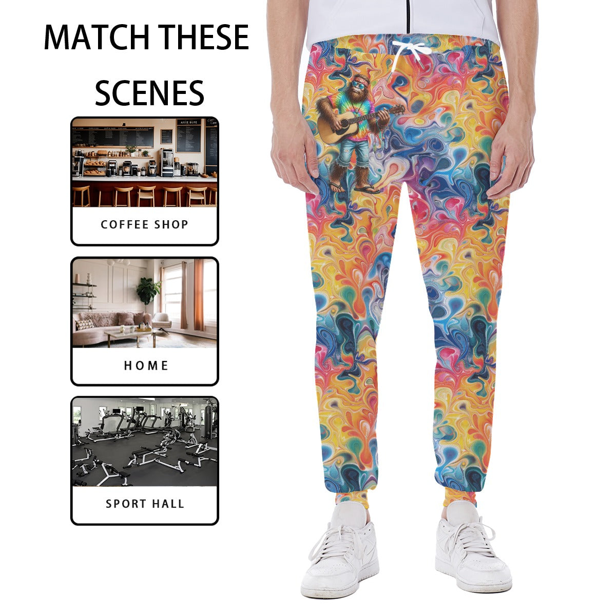 Hippie Bigfoot / Sasquatch, Men’s Sweatpants w/ Back Pocket
