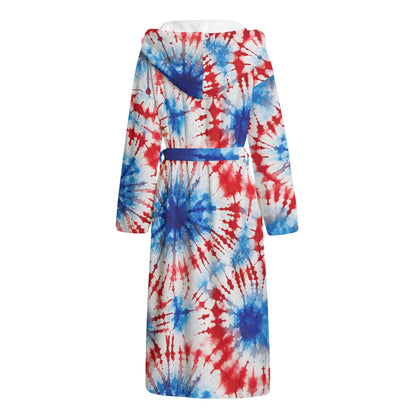 19 Tie Dye Designs,  Unisex Flannel Hooded bathrobe