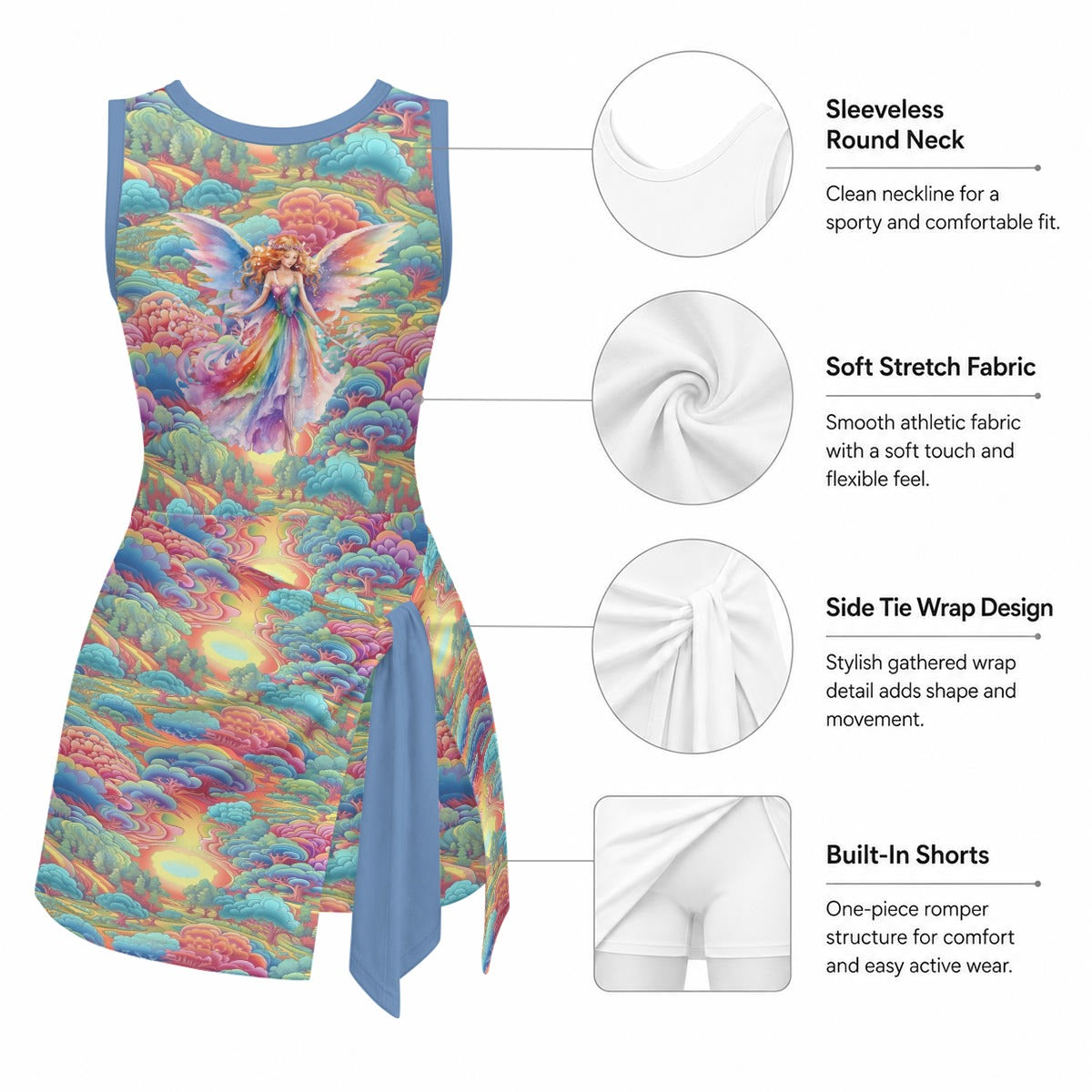 Girls Sports Romper Rainbow Fairy