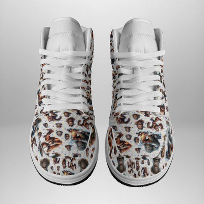 Crazy Squatches, Men's high top, lace-up, leather shoes