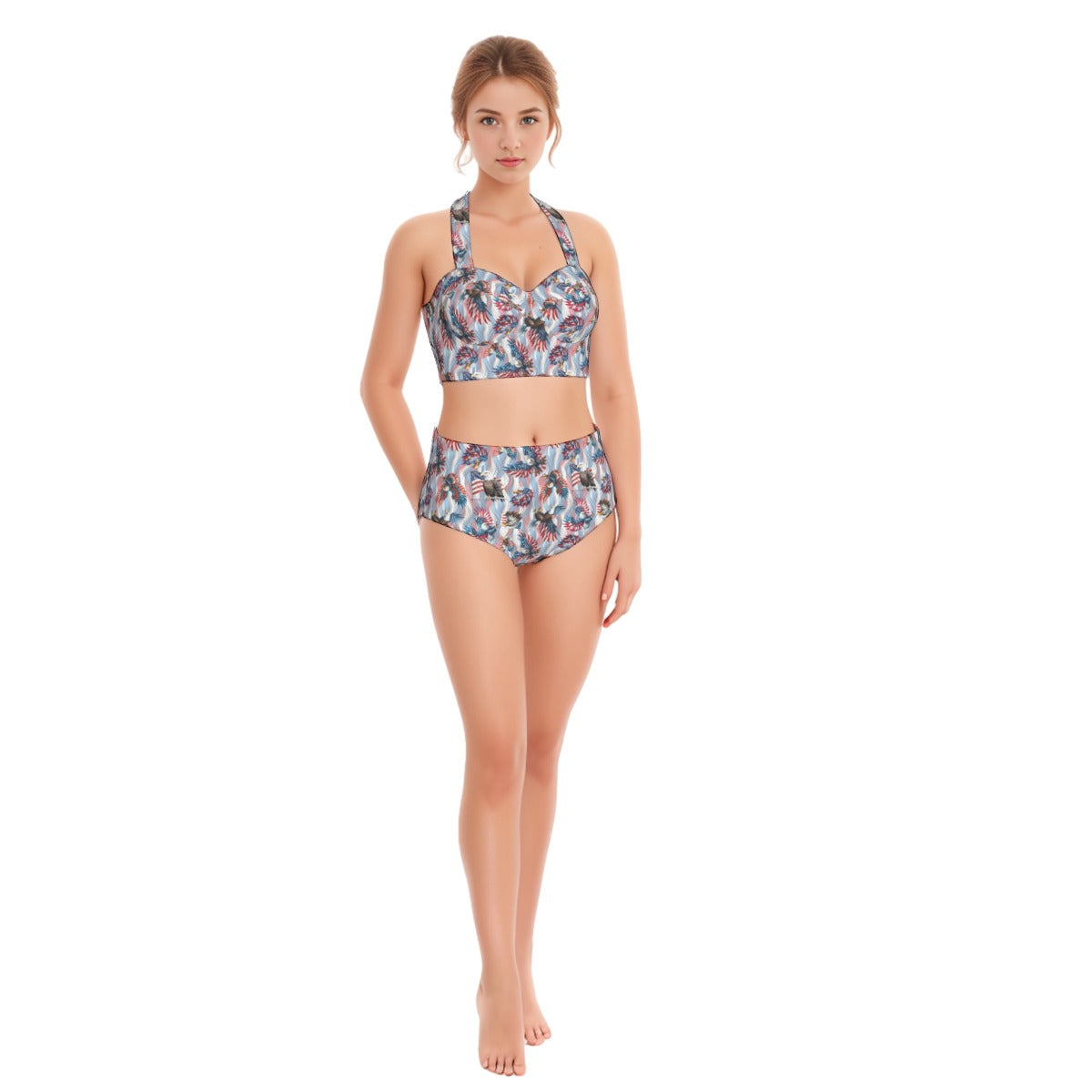 8 Patriot Design, Women’s Bikini Halter Swimsuit, Two Piece Set