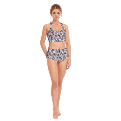 8 Patriot Design, Women’s Bikini Halter Swimsuit, Two Piece Set