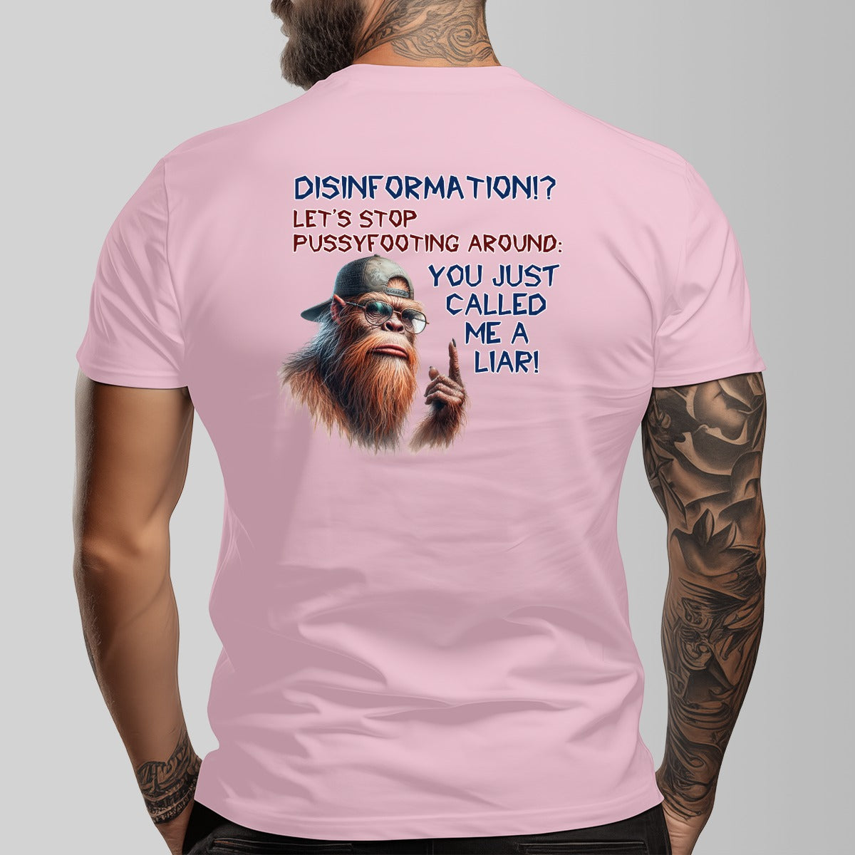 Bigfoot, Sasquatch "Disinformation" Cotton Short Sleeve Double Sided T-shirt