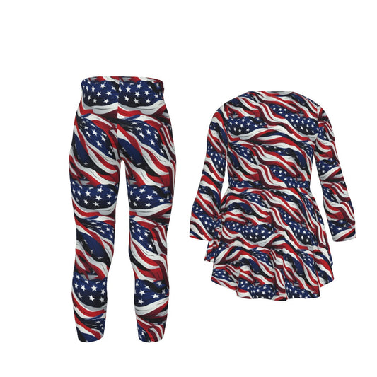 Don & Melania Trump, Girls 2 Piece Casual Suit, Outfit with Ruffle Shirt