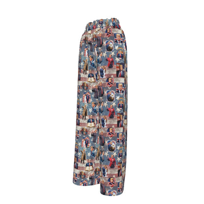 20 Donald Trump Design, Women’s Faux Silk Wide-Leg Pants