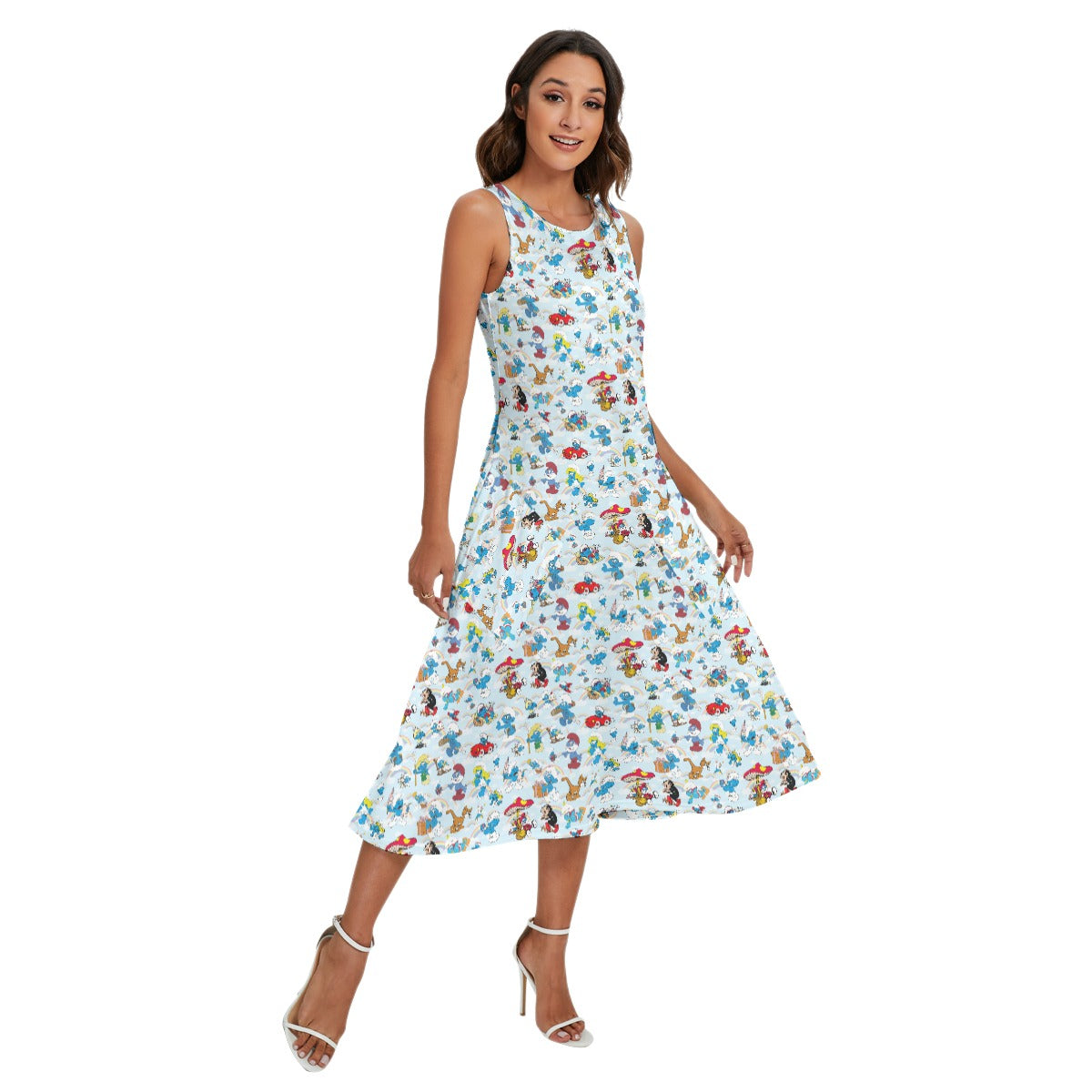 10 Misc Designs, Women’s Sleeveless Dress With Diagonal Pockets