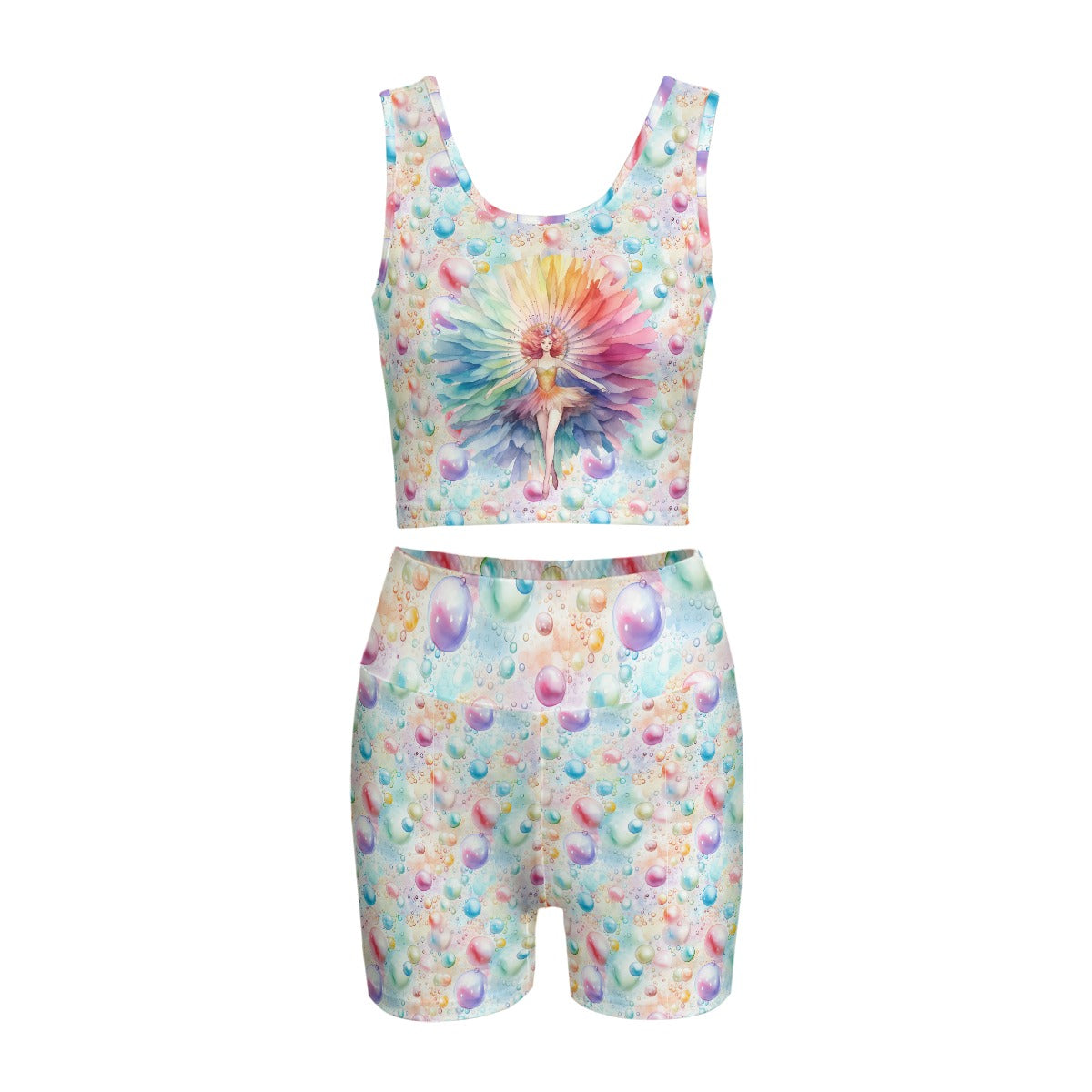 Fairy on bubbles, Women’s 2 Piece Yoga Short Set