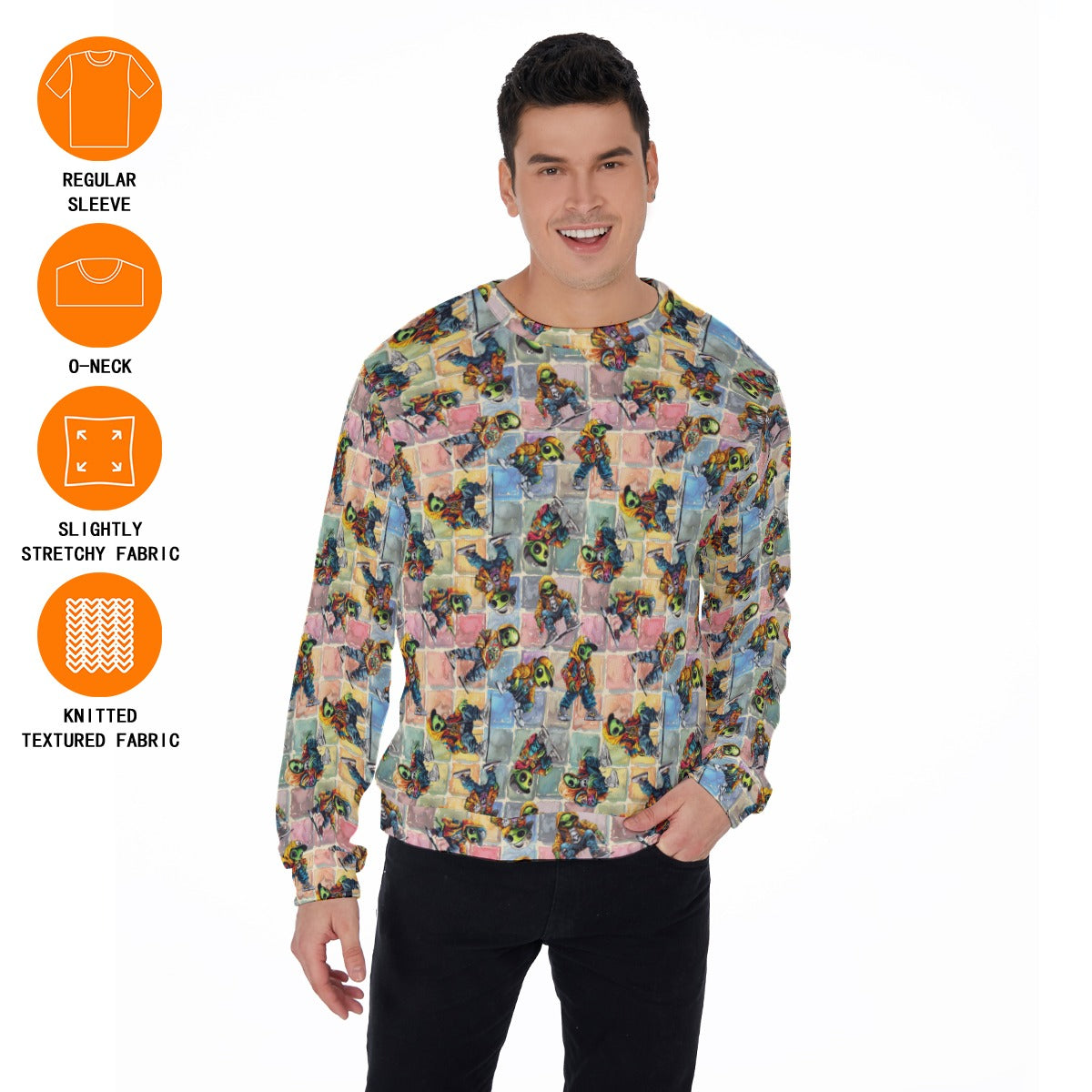 6 Alien Designs, Men’s Polyester Thickened Sweater