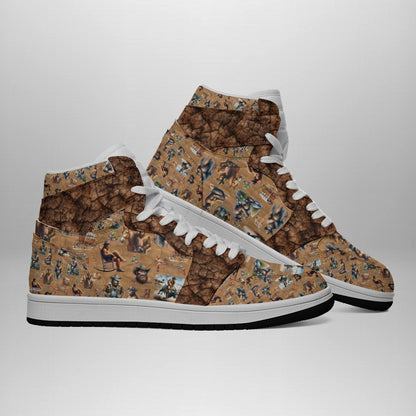 Cowboy Sasquatch, Bigfoot, Mens high top, lace-up, leather shoes