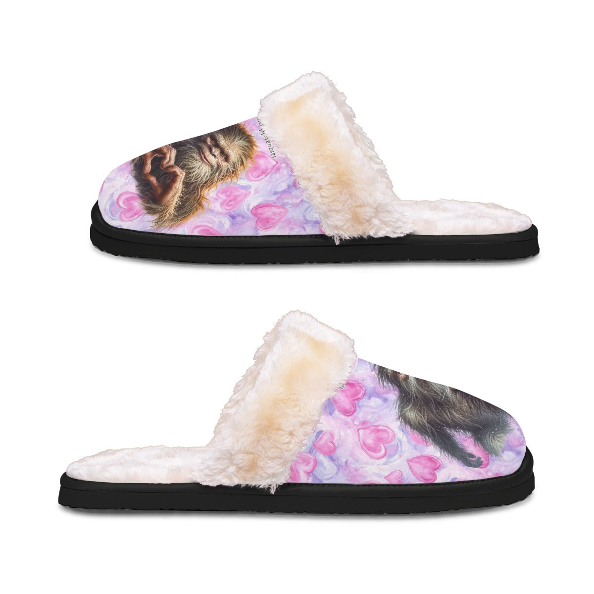 Bigfoot / Sasquatch LOVE, Women’s Plush, Fluffy Slippers