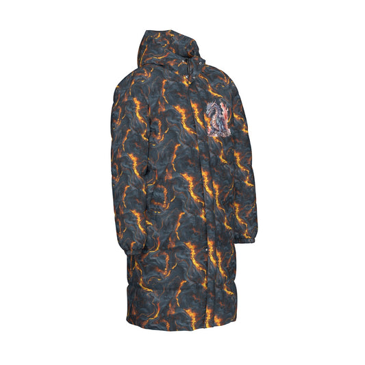 Dragon on Lava, Long Down Jacket / Coat