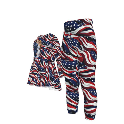 Don & Melania Trump, Girls 2 Piece Casual Suit, Outfit with Ruffle Shirt