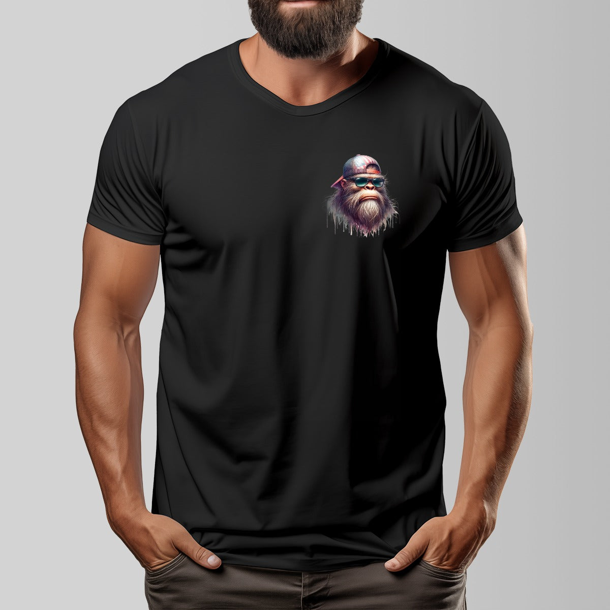 Bigfoot, Sasquatch "There's One In Every Family" Cotton Short Sleeve Double Sided T-shirt
