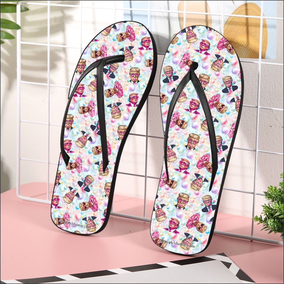 16 Donald Trump Designs, Women’s Flip Flops – Personalize with Your Name