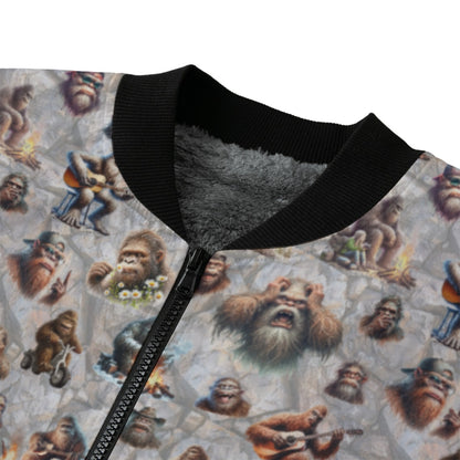 20 Bigfoot Sasquatch Designs,  Adult Polyester Fleece Bomber Jacket / Zipper Closure