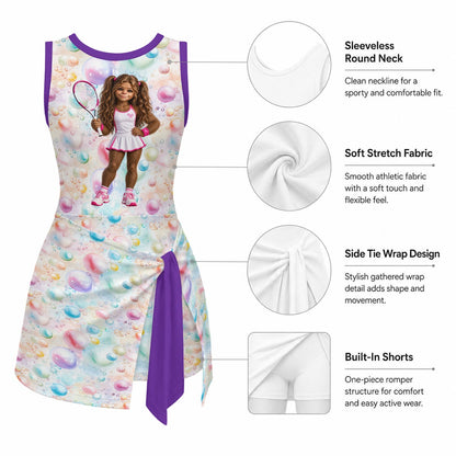 Girls Sports Romper Tennis Lil Miss Sasquatch