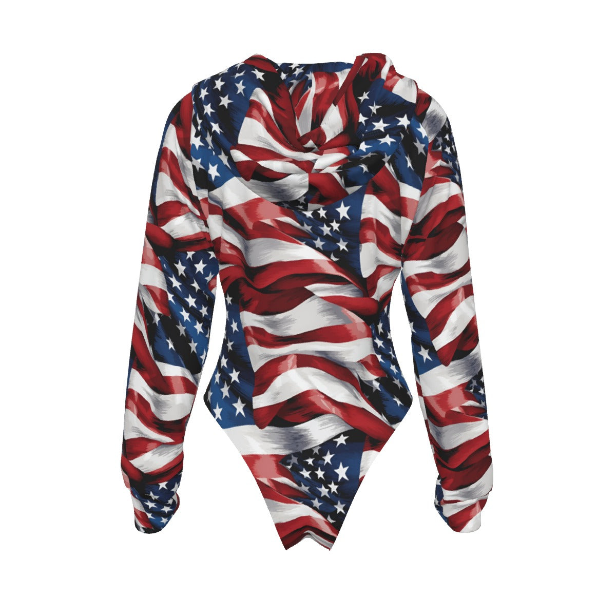 Patriotic Bigfoot, Sasquatch Women's Raglan Sleeve Hooded Bodysuit