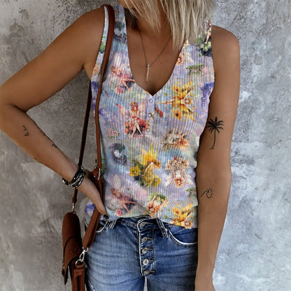 5 Fairy Designs, Women's Button Vest