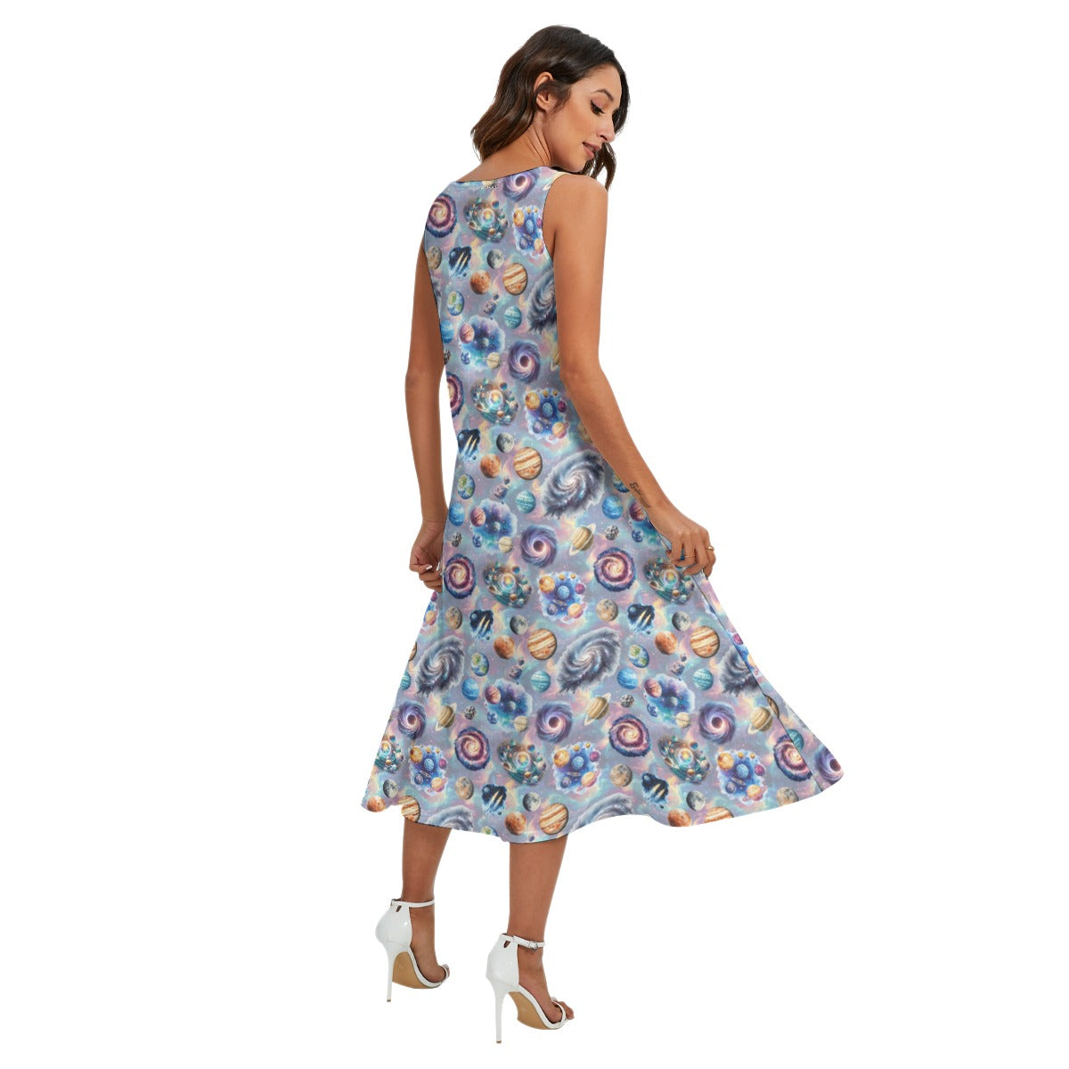 10 Misc Designs, Women’s Sleeveless Dress With Diagonal Pockets