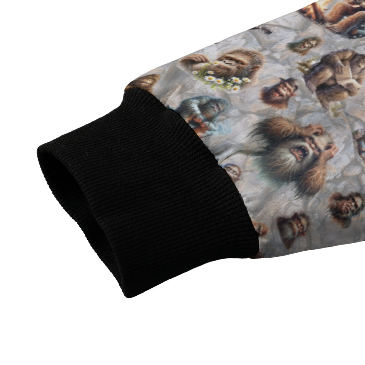 20 Bigfoot Sasquatch Designs,  Adult Polyester Fleece Bomber Jacket / Zipper Closure