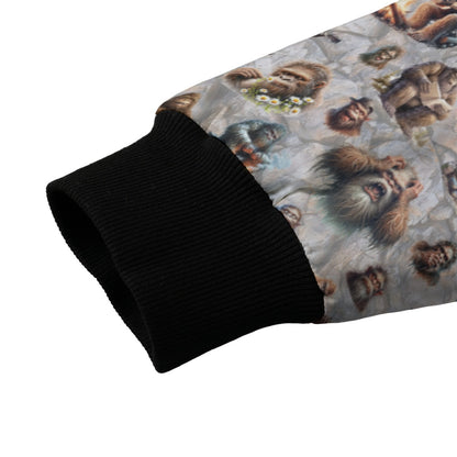 20 Bigfoot Sasquatch Designs,  Adult Polyester Fleece Bomber Jacket / Zipper Closure