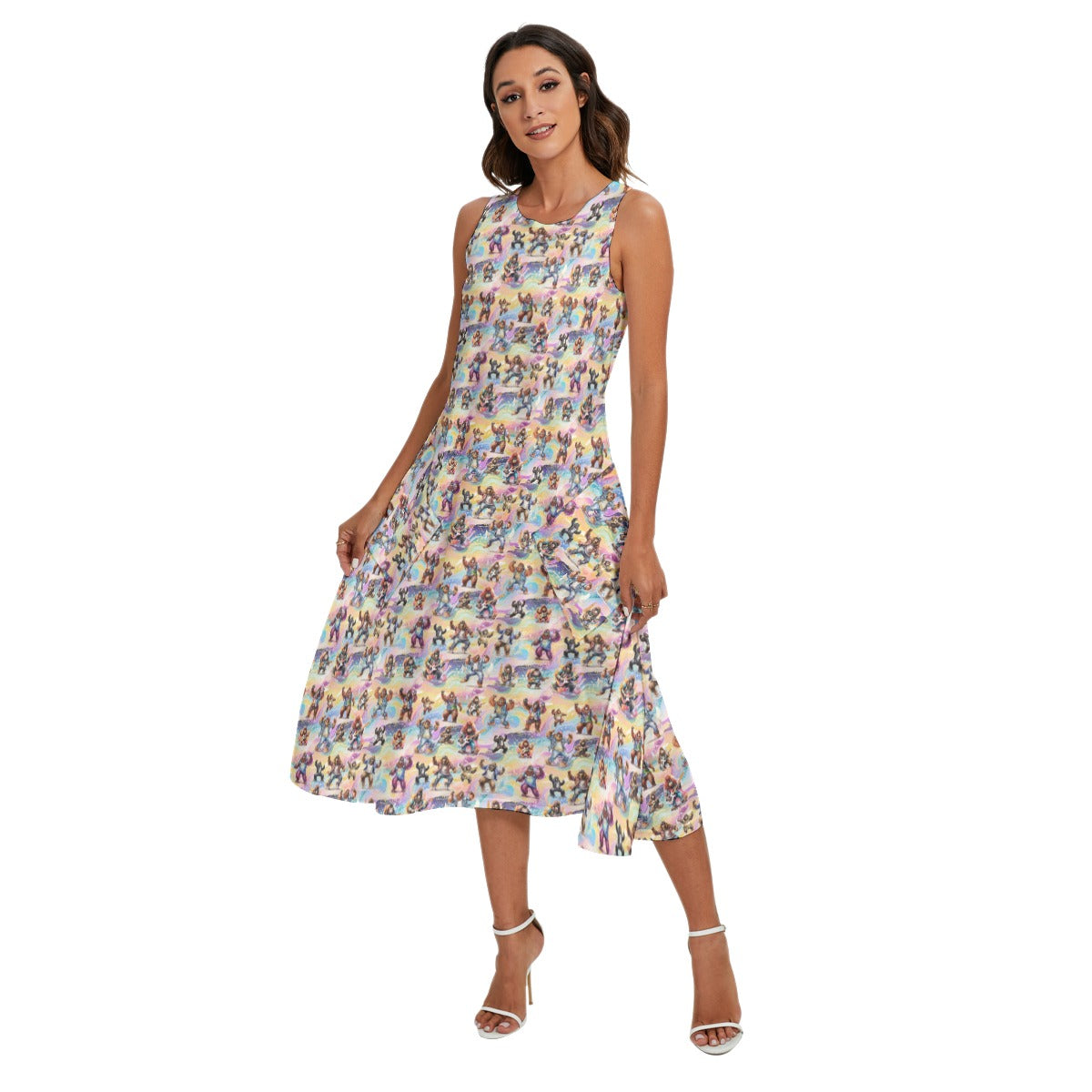 10 Bigfoot / Sasquatch Designs, Women’s Sleeveless Dress With Diagonal Pockets