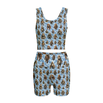 10 Bigfoot / Sasquatch Designs, Women’s 2 Piece Yoga Short Set
