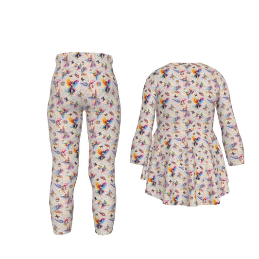 6 Fairy Designs, Girls 2 Piece Casual Suit, Outfit with Ruffle Shirt